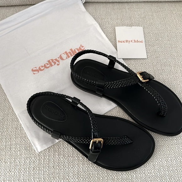 See by Chloe Nola black Braided Strap Thong Sandals - Picture 2 of 7